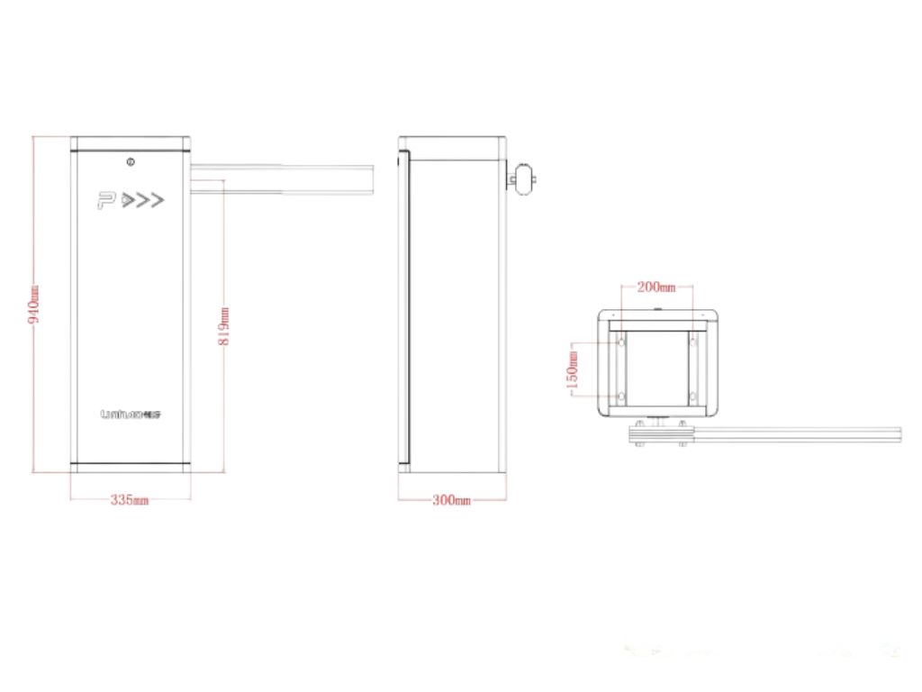 Straight Arm Barrier Gate Dimensions